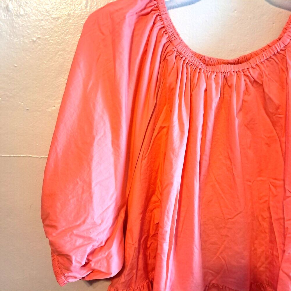 Old Navy Size 4X Blouse Coral Puff Sleeve Cutout Baby Doll Swing Blouse - Picture 3 of 16
